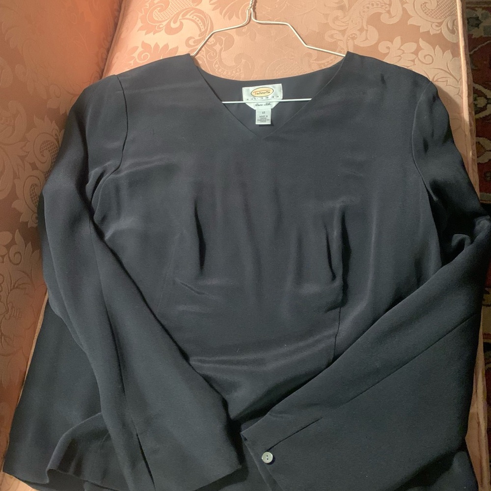 Talbots Silk Black V-Neck Top - Picture 4 of 6